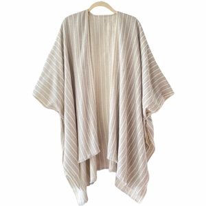 H&M Striped Light Cape Poncho Gray/Cream